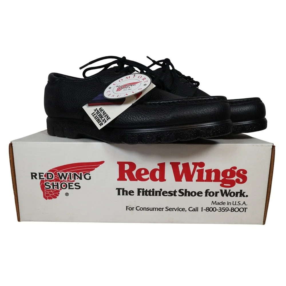 Red Wing 8624 Oxford Shoes Mens 9.5 D Black Leather Vintage USA Deadstock Work